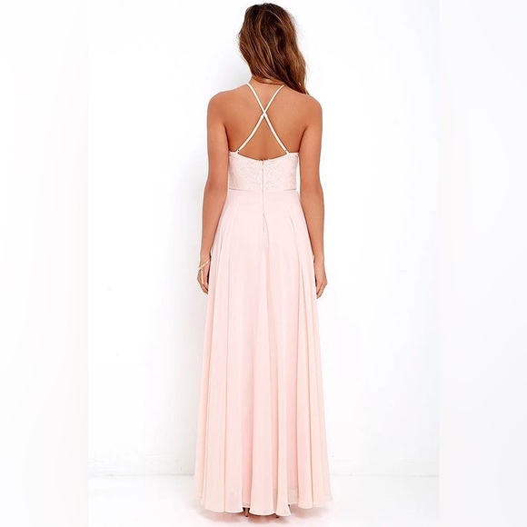 Lulu’s Everlasting Enchantment Light Peach Lace Maxi Dress - Picture 3 of 12